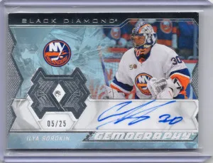 2023-24 UD Black Diamond Ilya Sorokin Gemography Auto 05/25 front