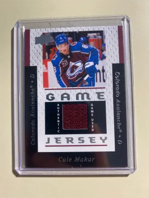 Cale Makar 21-22 Upper Deck Series 1 25th Anniversary Achievement Game Jersey front