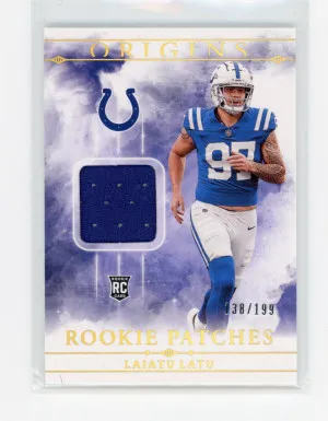 2024 Panini Origins LAIATU LATU Rookie RC JERSEY PATCH #/199 Indianapolis Colts front