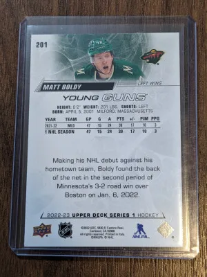 Matt Boldy Young Guns back