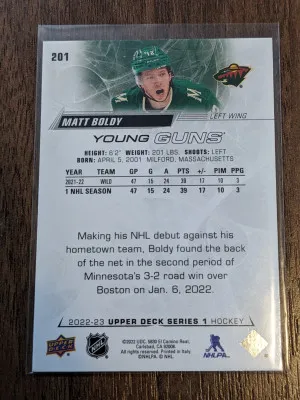 Matt Boldy Young Guns back