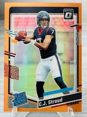 2023 Panini Donruss Optic C.J. Stroud #244 Rated Rookie Orange Prizm /249 Texans front