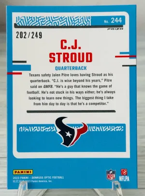 2023 Panini Donruss Optic C.J. Stroud #244 Rated Rookie Orange Prizm /249 Texans back