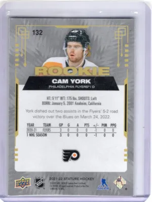 2021-22 Upper Deck Stature - Rookies Red #132 Cam York 45/75-Jersey Number back