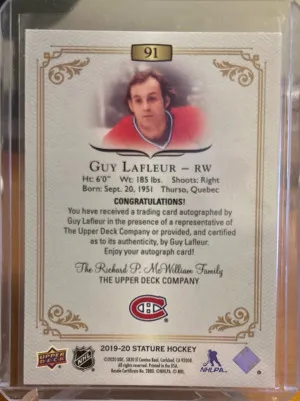 2019-20 Stature Guy Lafleur Auto back