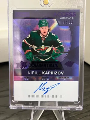 2020-2021 Credentials Kirill Kaprizov Debut Ticket Access Auto Purple /3 front