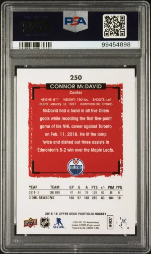 2015 Upper Deck Portfolio Connor Mcdavid back