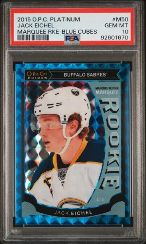 2015 O-Pee-Chee Platinum Marquee Rookies Jack Eichel Marquee Rke-Blue Cubes front