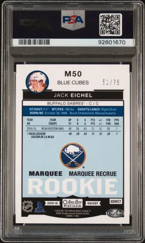 2015 O-Pee-Chee Platinum Marquee Rookies Jack Eichel Marquee Rke-Blue Cubes back