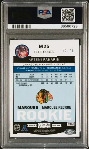 2015 O-Pee-Chee Platinum Marquee Rookies Artemi Panarin Marquee Rke.-Blue Cubes back