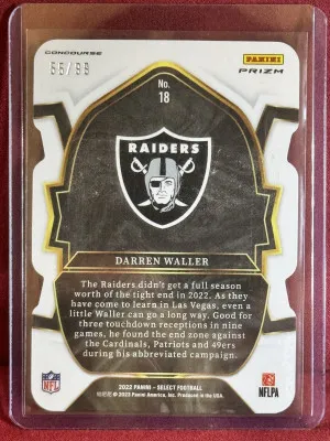 2022 Panini Select Darren Waller #18 White Die-Cut Concourse Prizm #/99 back