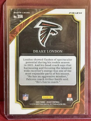 2022 Panini Select Drake London #356 Silver Suite Level Prizm RC back