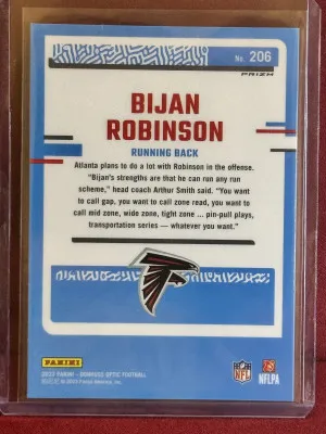 2023 Panini Donruss Optic Bijan Robinson #206 Purple Shock Rated Rookie Prizm back