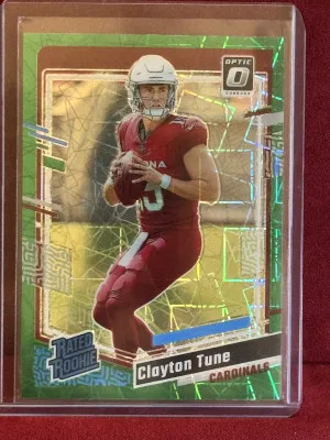2023 Panini Donruss Optic Clayton Tune #202 Rated Rookie Green Lazers Prizm front