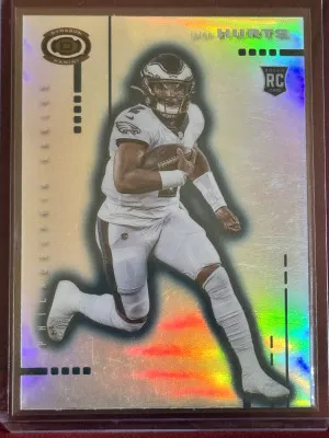 2020 Panini Chronicles Jalen Hurts #D-19 Silver Rookie Dynagon Prizm front