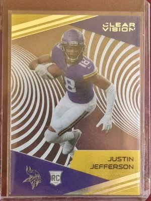 2020 Panini Chronicles Justin Jefferson #CV-11 Clear Vision RC front