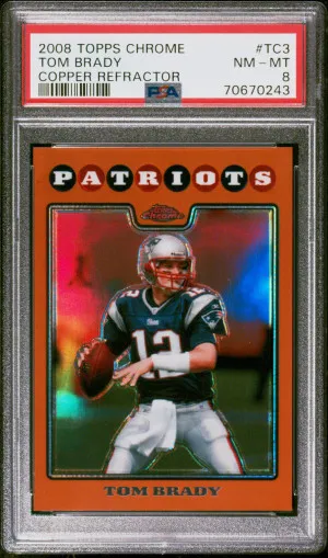 2008 Topps Chrome Tom Brady Copper Refractor /425 Patriots front