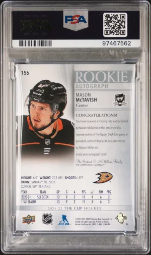 2021 Upper Deck The Cup Mason Mctavish Autograph back