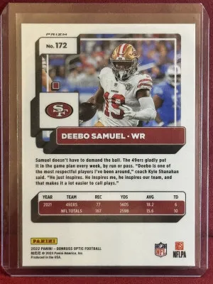 2022 Panini Donruss Optic Deebo Samuel #172 Blue Stars back