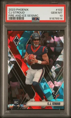2023 Panini Phoenix Cj Stroud Fire And Ice Seismic /50 PSA 10 front