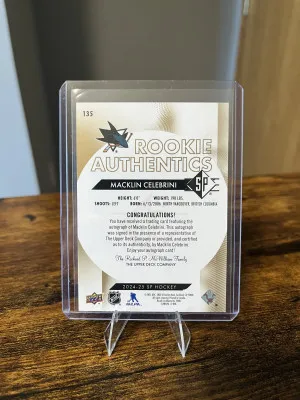 2024-25 Upper Deck SP Macklin Celebrini Rookie Authentics Gold Auto back