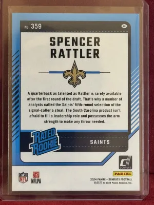 2024 Panini Donruss Spencer Rattler #359 Red Press Proof Rated Rookie back