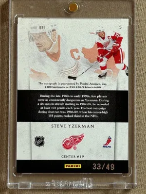 2010 Limited STEVE YZERMAN #5 Select Signature Hard-signed Auto back