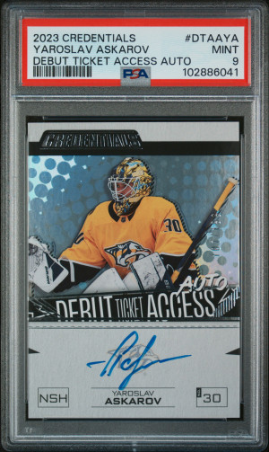 2023 Upper Deck Credentials Debut Ticket Access Autographs Yaroslav Askarov front