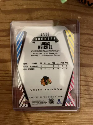 22-23 Allure Lukas Reichel Green Rainbow 37/99 back