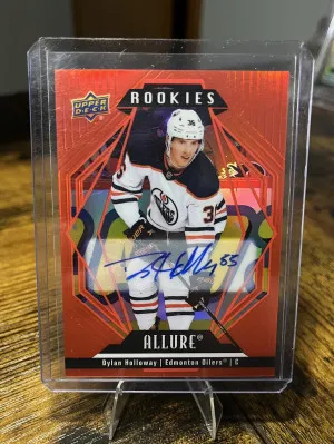 2022-23 UD Allure Rookies Red Rainbow Dylan Holloway Rookie Auto front