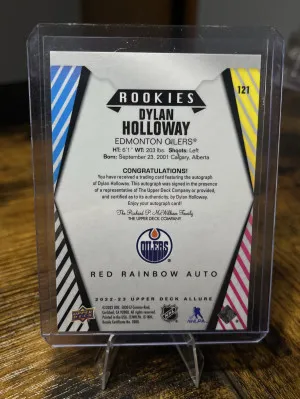 2022-23 UD Allure Rookies Red Rainbow Dylan Holloway Rookie Auto back