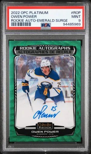 2022 O-Pee-Chee Platinum Rookie Autographs Owen Power Rookie Auto-Emerald Surge front