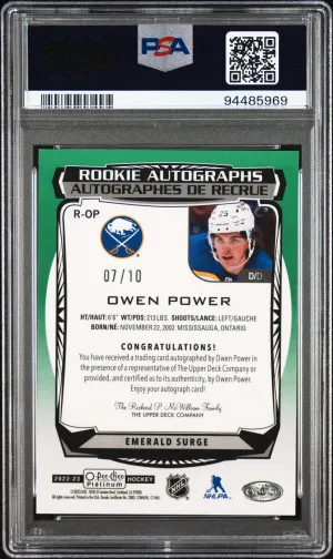 2022 O-Pee-Chee Platinum Rookie Autographs Owen Power Rookie Auto-Emerald Surge back