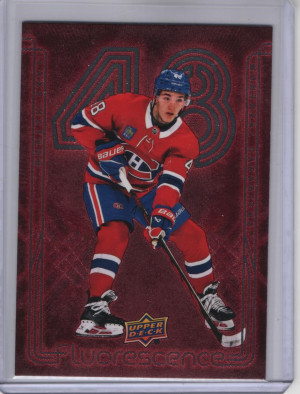 2024-25 Upper Deck Series 2 Lane Hutson Fluorescence Red front