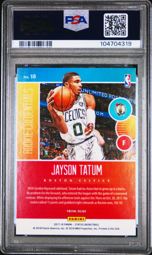 2017 Panini Status Rookie Credentials Jayson Tatum Rookie Credentials back
