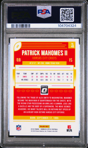 2018 Panini Donruss Optic Patrick Mahomes Ii back