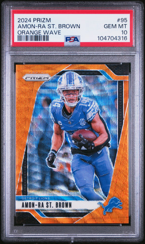 2024 Panini Prizm Amon-Ra St. Brown Orange Wave /60 front