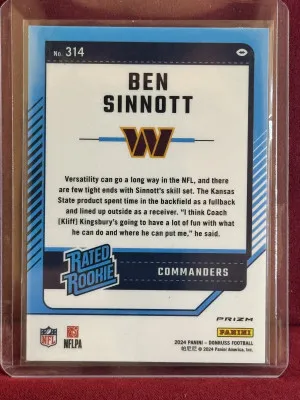 2024 Panini Donruss Ben Sinnott #314 Red Pandora Rated Rookie back