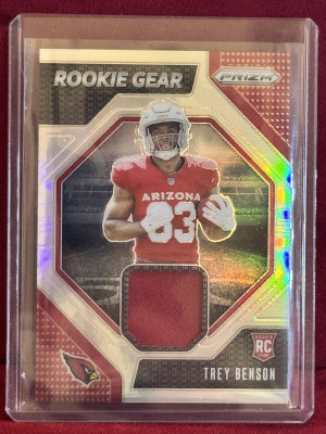 2024 Panini Prizm Trey Benson #RG-TBN Rookie Gear Silver Prizm front