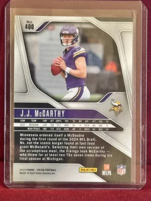 2024 Panini Prizm J.J. McCarthy Base RC back