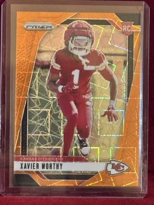 2024 Panini Prizm Xavier Worthy #399 Orange Lazer Prizm RC front