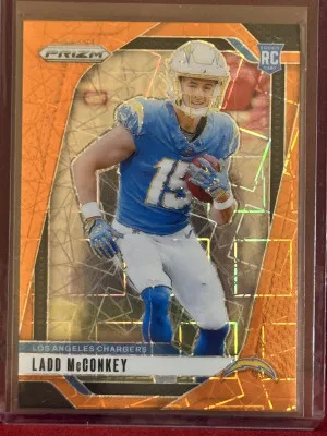 2024 Panini Prizm Ladd McConkey #365 Orange Lazer Prizm RC front