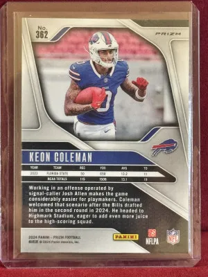 2024 Panini Prizm Keon Coleman #362 Orange Lazer Prizm RC back