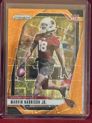 2024 Panini Prizm Marvin Harrison Jr #375 Orange Lazer Prizm RC front