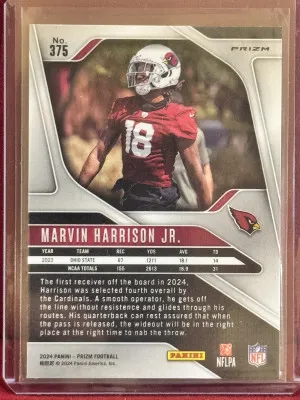2024 Panini Prizm Marvin Harrison Jr #375 Orange Lazer Prizm RC back