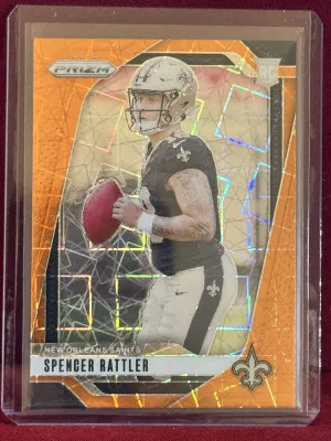 2024 Panini Prizm Spencer Rattler #388 Orange Lazer Prizm RC front