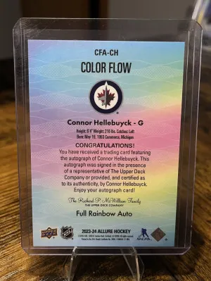 2023-24 Allure Full Rainbow Auto Connor Hellebuyck back