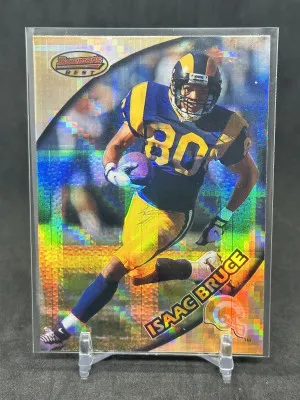 Isaac Bruce 1997 Topps Bowman’s Best Atomic Refractor #38 Rams front