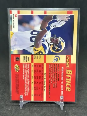 Isaac Bruce 1997 Topps Bowman’s Best Atomic Refractor #38 Rams back