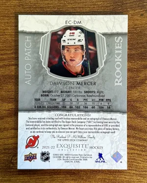 2021-22 Dawson Mercer Upper Deck The Cup Exquisite Patch Auto /18 back